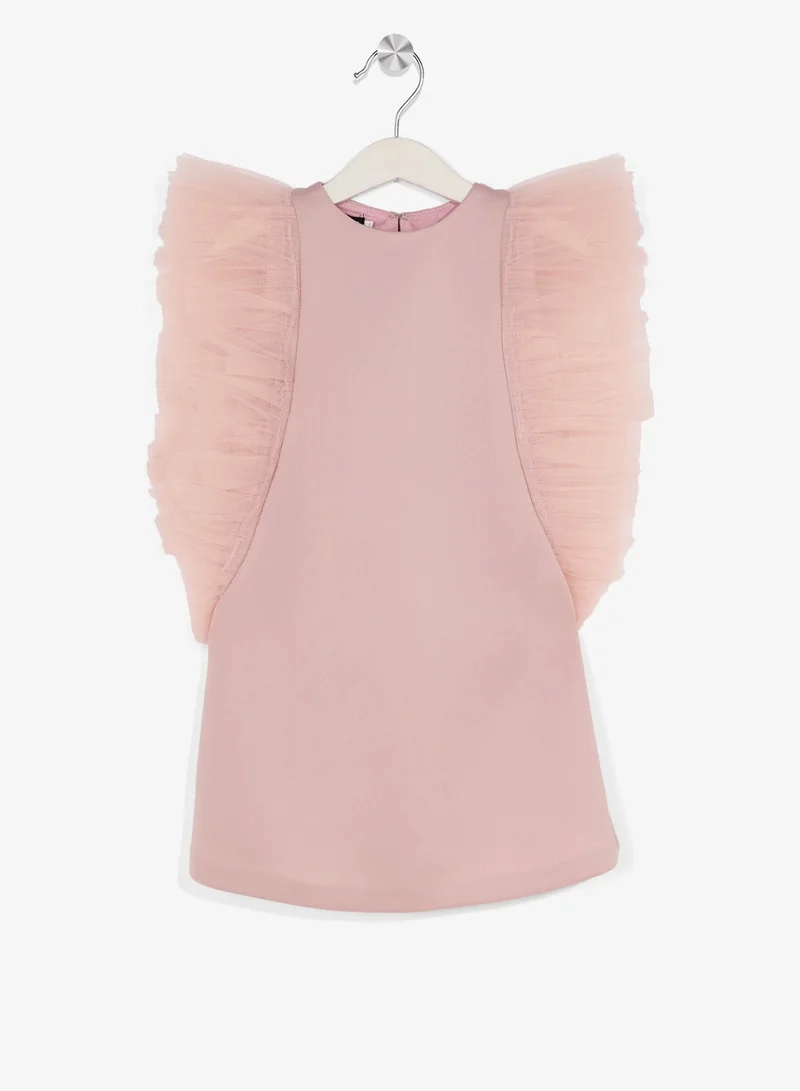 Little Golden Apple Little Ruffle Shoulder Dress